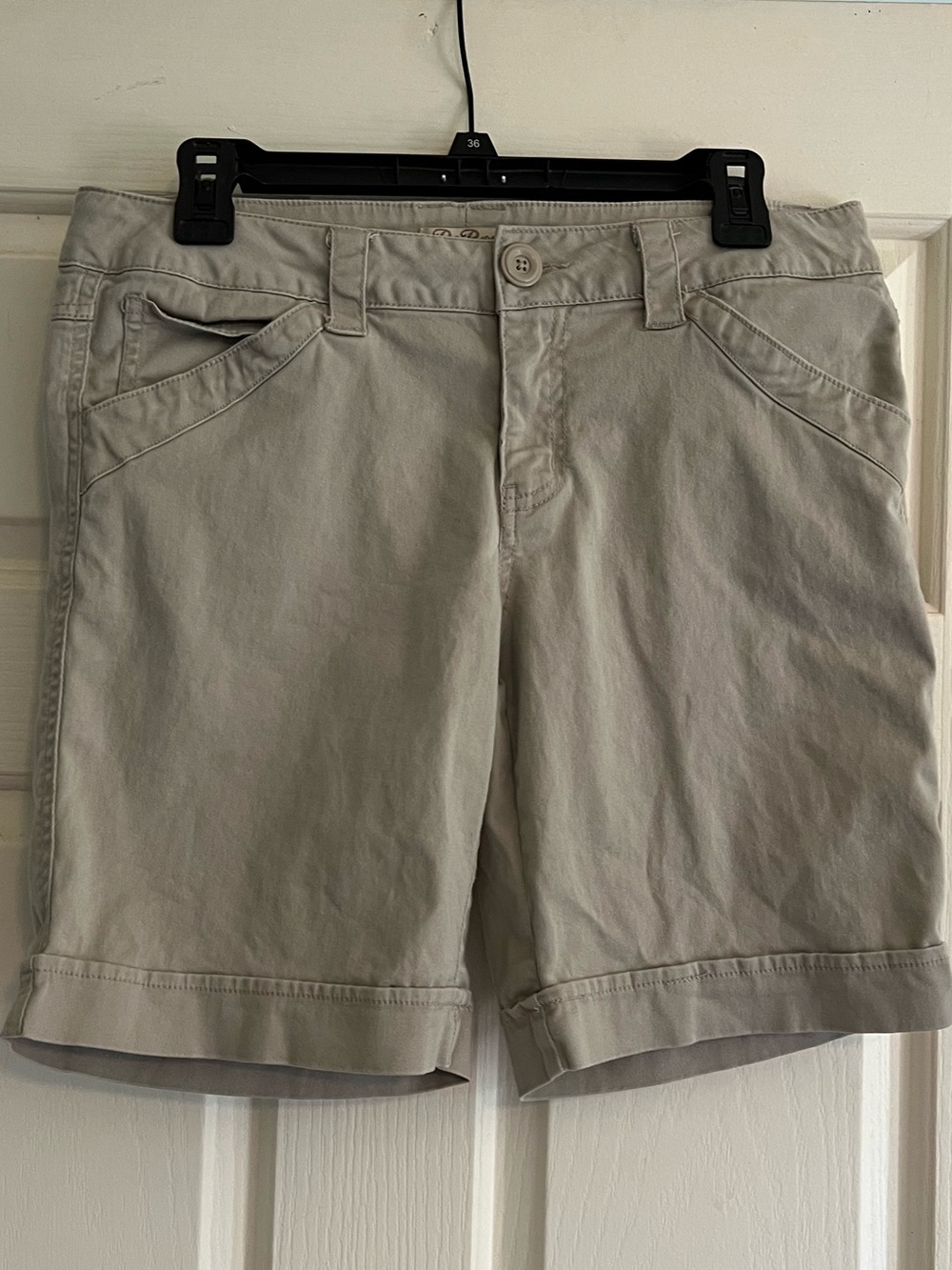 BeBop Beige Roll-Cuff Bermuda Shorts